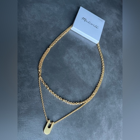 Madewell Cutout Geometric Pendant Necklace in Gold NWT 42$ - Picture 7 of 7